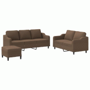 VidaXL Ensemble de canapés 3 pcs avec coussins Marron Tissu Modèle Helios Horizon Plus - 3201845