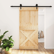 Vidaxl porte coulissante et kit de quincaillerie 95x210 cm pin massif 3203246 Vidaxl porte coulissante et kit de quincaillerie 95x210 cm pin massif 3203246