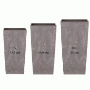 WellHome - Pack de 3 pots de fleurs hauts 11,4/19/35L Urbi Square Effect coloris gris - gris plastique PK2527