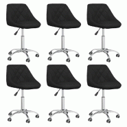 Chaises pivotantes à manger lot de 6 noir similicuir Modèle Solvane - 3088676