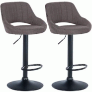 CLP Lot de 2 tabourets de bar Milet tissu Gris foncé/Métal noir mat - gris textile 324410 CLP Lot de 2 tabourets de bar Milet tissu Gris foncé/Métal noir mat - gris textile 324410