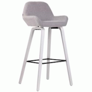 CLP Tabouret de bar nan en tissu à 4 pieds Gris/Bois de chêne Blanc - gris textile 318154 CLP Tabouret de bar nan en tissu à 4 pieds Gris/Bois de chêne Blanc - gris textile 318154