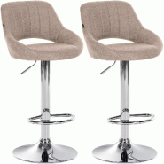 Décoshop26 - Lot de 2 tabourets de bar avec repose-pieds pivotant et réglable en tissu taupe et métal TDB10811 - métal 3000252963969