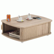 Deladeco Table basse contemporaine à rideau Rudie - 3665367177917