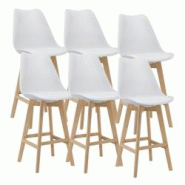 Helloshop26 - Lot de 6 tabourets de bar plastique synthétique hêtre 105 x 48 x 58 cm blanc 03_0008724 - 3001948647767 Helloshop26 - Lot de 6 tabourets de bar plastique synthétique hêtre 105 x 48 x 58 cm blanc 03_0008724 - 3001948647767
