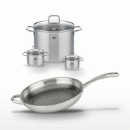 Lot de 3 Faitouts Elo Relief Evolution 12/14/26 cm et Poêle 32 cm - gris inox 3176239957525