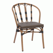 METRO PROFESSIONAL Chaise d'extérieur empilable, Alvara, revêtement alu/textile, aspect bambou, marron - marron aluminium E6056-T1