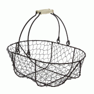 Panier ovale "Antic" métal grillagé noir 37x25x13cm - par 20