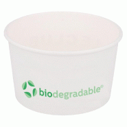 Pot à glace en carton blanc biodégradable + PLA 180ml Ø8,7x5,2cm par 2000