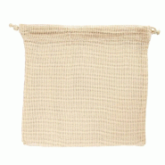 Sac filet réutilisable coton 26x26cm beige - par 25