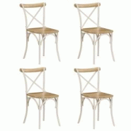 VidaXL Chaises à Dossier Croisé Lot De 4 Blanc Bois De Manguier Massif - blanc 278771 VidaXL Chaises à Dossier Croisé Lot De 4 Blanc Bois De Manguier Massif - blanc 278771