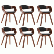 VidaXL Chaises à manger lot de 6 bois courbé et similicuir Modèle Nermonel - 3054813