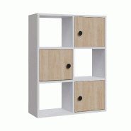 WellHome Loira - Bibliothèque 100 % en aggloméré plaqué mélamine coloris blanc - blanc WH1966 WellHome Loira - Bibliothèque 100 % en aggloméré plaqué mélamine coloris blanc - blanc WH1966