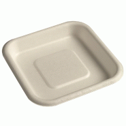 Assiette carrée Natura bagasse blanche 13,5x13.5x2cm - par 200