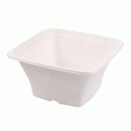 Bol carré bagasse blanche 1200cc 18x18x9cm - par 400
