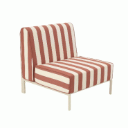 Chauffeuse rayé pour salon de jardin modulable en tissu terracotta - orange aluminium 114799