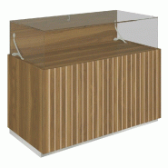 Comptoir vitrine fond bois Vertigo T03 MDF naturel et olivier 120x60x93cm