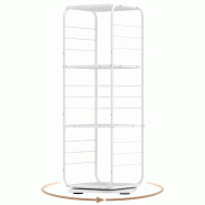 COSTWAY Étagère 4 niveaux, tour 360° avec cadre métallique, bureau, déco, blanc, 40x40x115cm - blanc Bois manufacturé VH35164IT