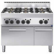 Cuisinière à gaz, 6 brûleurs, 1 four à gaz, 1 armoire fermée 1100x650x850 mm - VIRTUS - 4068875003942