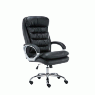 Décoshop26 - Fauteuil de bureau sur roulettes mécanisme de bascule intégré charge maximale 235 kg en similicuir noir cadre métal 10_0006946 - noi