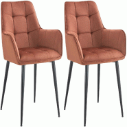 Décoshop26 - Lot de 2 chaises de salle à manger avec accoudoirs en velours marron capitonné cadre métal noir 10_0007498 - marron métal 3000266140950 Décoshop26 - Lot de 2 chaises de salle à manger avec accoudoirs en velours marron capitonné cadre métal noir 10_0007498 - marron métal 3000266140950
