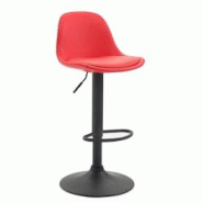 Décoshop26 - Tabouret de bar avec repose-pieds design moderne en synthétique rouge pieds en métal noir mat 10_0000852 - noir 3000729569601
