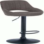 Décoshop26 - Tabouret de bar x1 réglable en hauteur en tissu gris dossier ajouré et pied métal noir 10_0005728 - gris métal 3000265184191