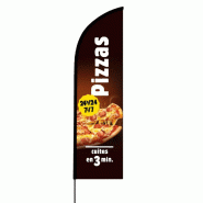 Drapeau oriflamme PIZZAS SUR PLACE OU A EMPORTER 3m08 l Drapeau Publicitaire - textile 3770030285513