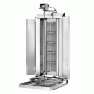 Grill Döner kebab gaz 5 brûleurs max 80 kg mobile avec tôle de protection - moteur en haut