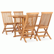 Helloshop26 - Mobilier à dîner d'extérieur pliable 5 pièces bois solide de teck 02_0014714 - Bois massif 3000137851534