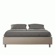 Lit Simili Cuir Gris Tourterelle Azelia Avec Sommier Capitonné 160X210 - marron VE1621AZEL023-CR