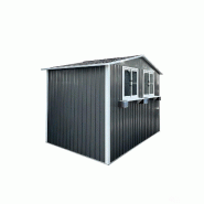 Merax abri jardin acier galvanisé 275.7x181.7x198.4 cm, fenêtres, double porte, support fleurs, gris foncé - gris métal W3600S00012