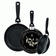 San Ignacio - Set de 3 poêles Ø18Ø20Ø24cm en acier au carbone en couleur noire - acier PK10406
