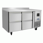 Table réfrigérée positive 4 tiroirs tropicalisée avec dosseret 280 l - PEPF3522GR-SB