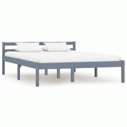 VidaXL Cadre de lit sans matelas gris bois massif de pin 140x200 cm Modèle Arvessal - 283199
