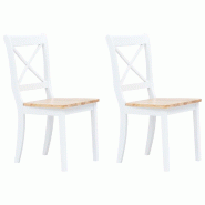 VidaXL Chaises à manger lot de 2 blanc et bois clair bois hévéa massif Modèle Orion Master Élégance - 247358