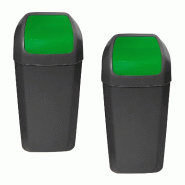 WellHome - Set Poubelles avec Couvercle Basculant 2x15L, Couleur Verte - vert plastique PK6675