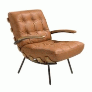 AC ANGEL CERDA Angel Cerdá Fauteuil en cuir marron et frêne 5153C 70 x 91 x 80 - marron fourrure 8435631034933 AC ANGEL CERDA Angel Cerdá Fauteuil en cuir marron et frêne 5153C 70 x 91 x 80 - marron fourrure 8435631034933