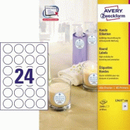 Avery Zweckform 2400 étiquettes Laser blanches, rondes diam. 40 mm (100 feuilles A4 / cdt) - L3415-100