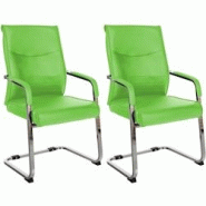 CLP Ensemble de 2 chaises visiteurs Hobart Vert/Similicuir - vert polyester 324480