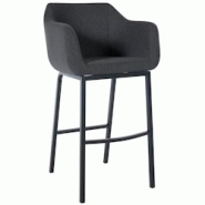 CLP Tabouret de bar Monea feutre avec piètement à quatre pieds Gris/Noir - gris textile 322395