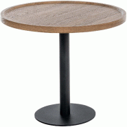Décoshop26 - Table d'appoint moderne plateau rond en bois marron Ø60cm design avec pied central en métal noir 10_0009156 - marron métal 3000267040891
