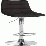 Décoshop26 - Tabouret de bar x1 moderne en tissu noir motif matelassé piètement trompette métal chromé 10_0005652 - noir métal 3000265137579