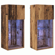 Helloshop26 - Lot de 2 meubles TV muraux modernes avec étagères pratiques 40,5 x 30 x 90 cm en bois d'ingénierie bois ancien 02_0052817 - Bois mass
