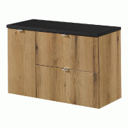 Helloshop26 - Meuble sous lavabo salle de bain rangement design 90 x 60 x 40 cm effet chêne noir 03_0010000 - 3000224985449