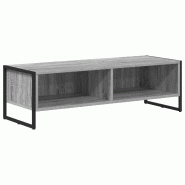 Helloshop26 - Meuble TV rectangulaire moderne avec rangement pratique 100 x 36,5 x 30,5 cm en bois d'ingénierie gris sonoma 02_0054556 - gris Bois ma