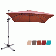 Helloshop26 - Parasol en porte-à-faux 300 x 300 cm rotation 360° inclinaison réglable style contemporain en polyester teint orange 20_0019223 - ora