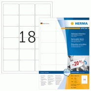 HERMA 1800 étiquettes blanches Movables®, format 63,5 x 46,6 mm (100 feuilles A4 / cdt) - 10302