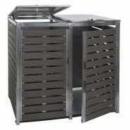 Mendler Habillage pour 2 poubelles HWC-K14, Box pour poubelles, 119x134x84cm WPC acier inoxydable 78kg ~ anthracite - gris métal 87678+87679