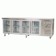 Romux® Table Réfrigérée Positive 4 Portes Vitrées 225x60 cm avec Refroidissement Froid Ventilé en Acier Inox Capacité de 449 L et Puissance 750 Romux® Table Réfrigérée Positive 4 Portes Vitrées 225x60 cm avec Refroidissement Froid Ventilé en Acier Inox Capacité de 449 L et Puissance 750